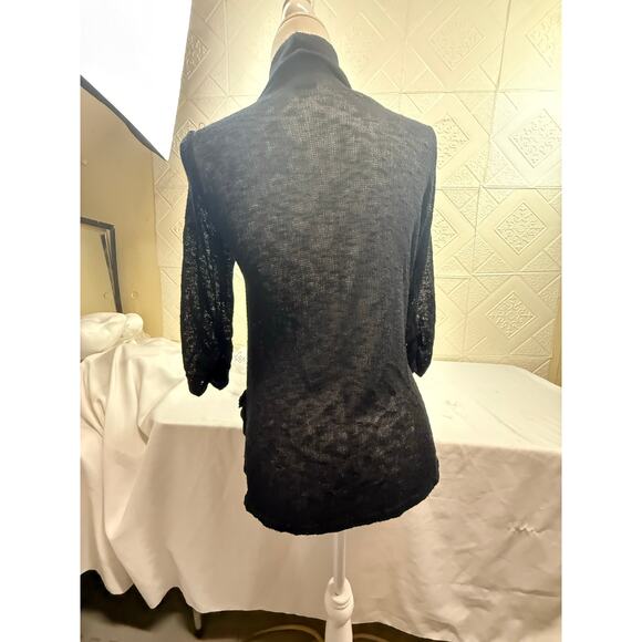 Vanity Large Black sweater open front lightweight Made USA 50% rayon polyester - Picture 5 of 9